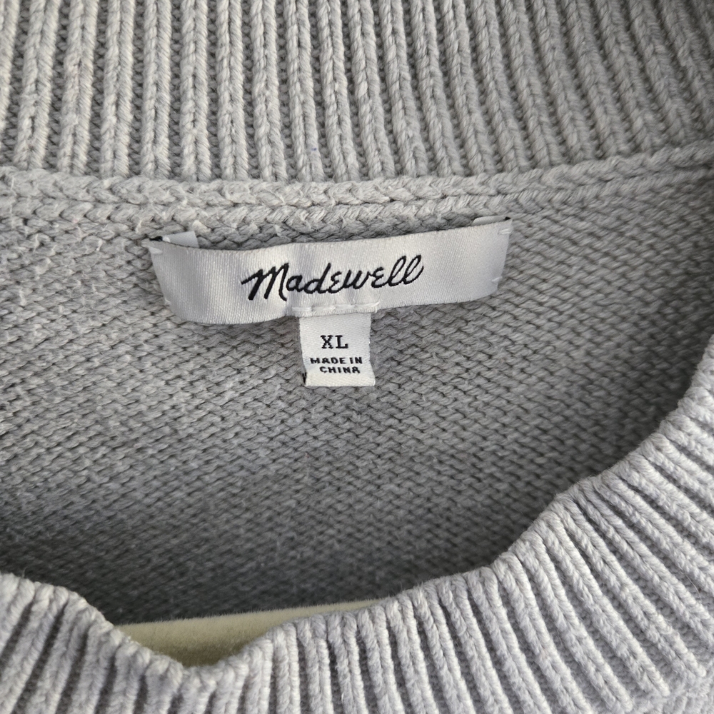 Madewell Women's Size Xl Gray Button-Side Sweater Cotton - Picture 2 of 4